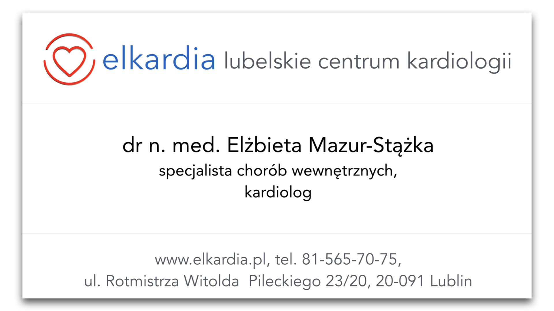 dr n. med. Elżbieta Mazur-Stążka, kardiolog, specj. chorób wewnętrznych
